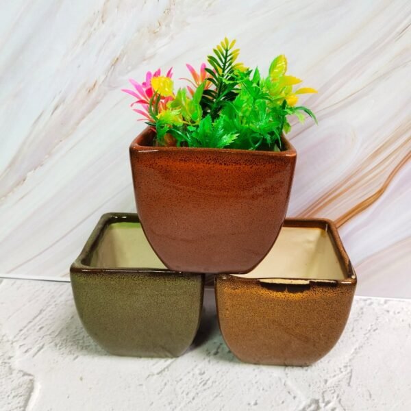 Glossy Finish Square Ceramic Pot - KC1084