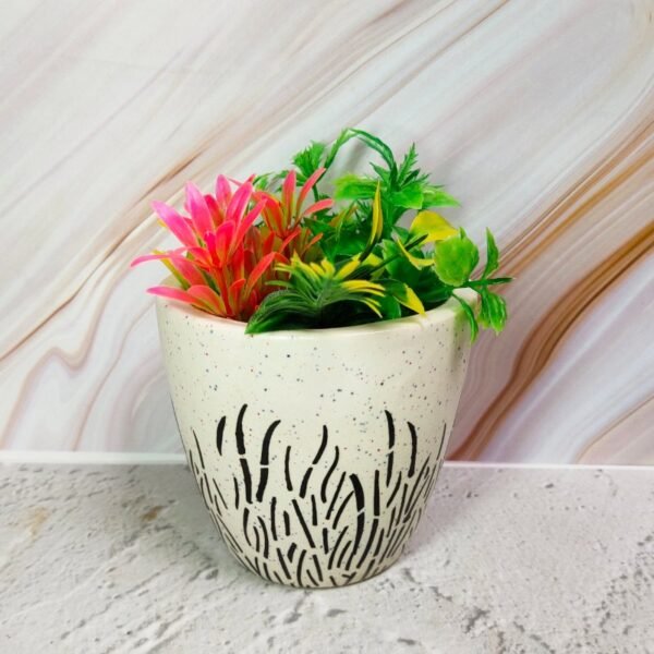 Leaf Design white Ceramic Planter Pot - KC1086