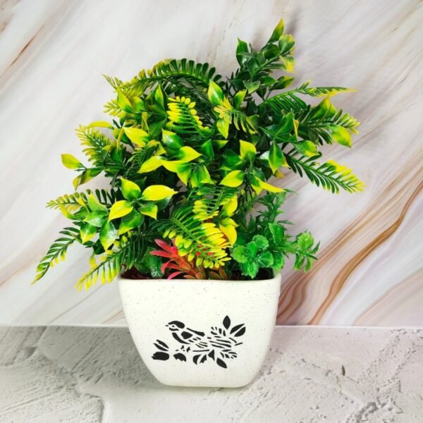 Leaf White Square Ceramic Pot - KC1140