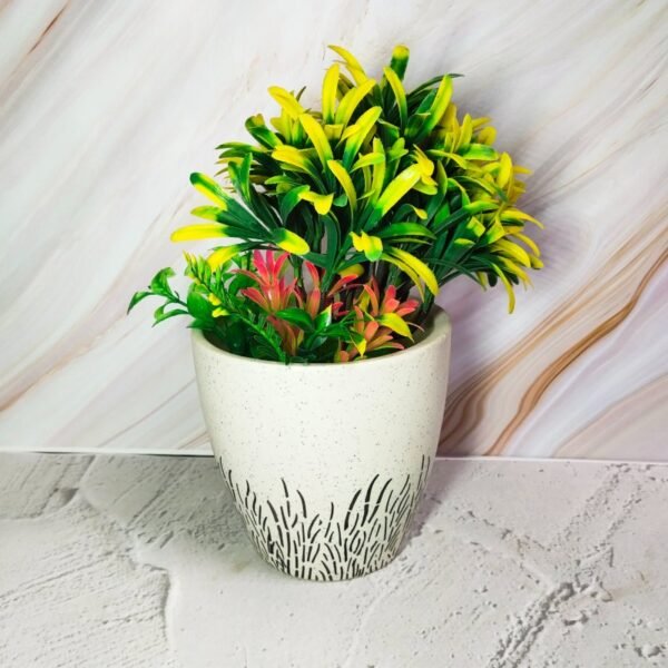 White Leaf design Ceramic Planter - KC1149