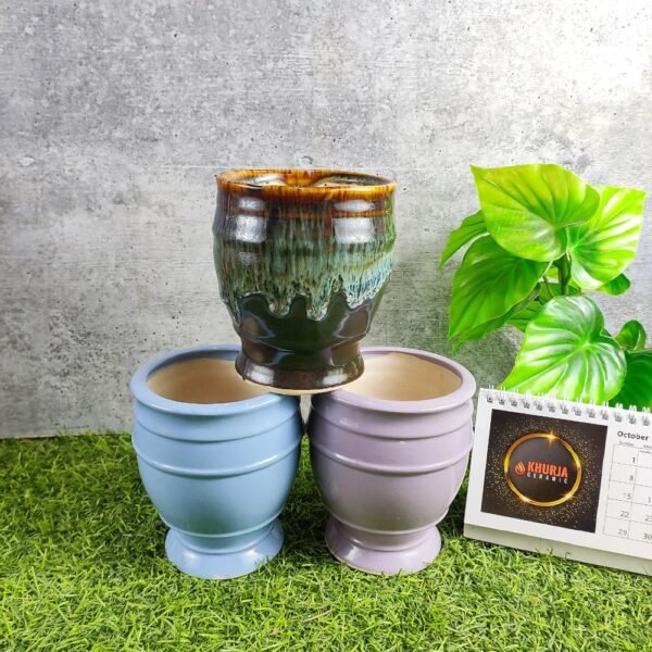 Multicolor Kullhad Design Khurja Ceramic Planters - KC3043