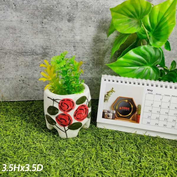 Leaf Design Round Succulent Ceramic Pots - KC3099