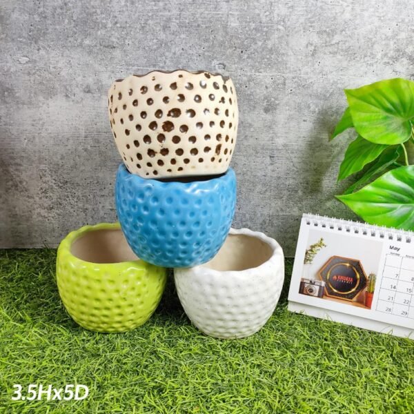 Dotted Cutting Bowl Khurja Ceramic Pots Wholesale - KC3125