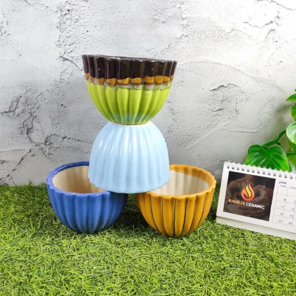 Cutting Bowl Shape Khurja TableTop Ceramic Pots-kc3221