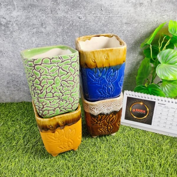 RD Glaze Square Indoor Ceramic Planter Pots - KC3276