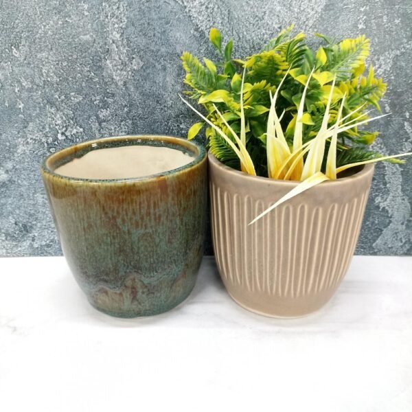 Round Outdoor Decor Khurja Ceramic Planter Pots - KC8126