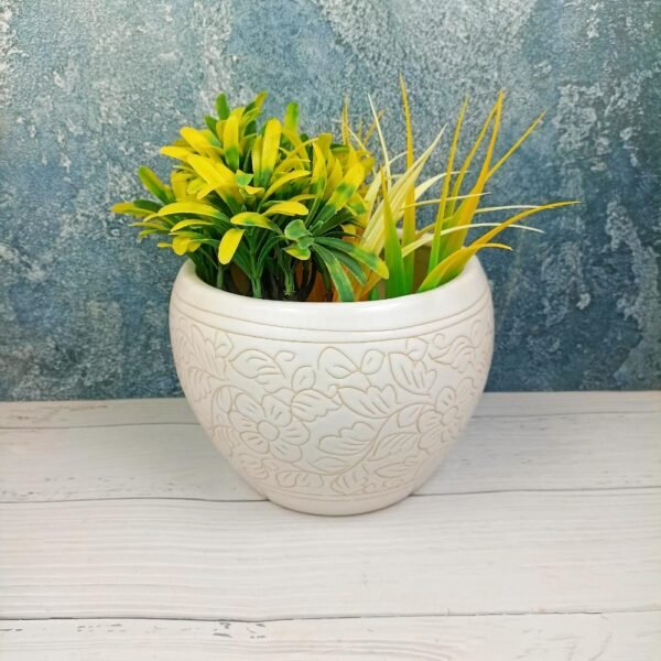 DPAARA Handpainted White Apple Shape Ceramic Pot-DRH1001