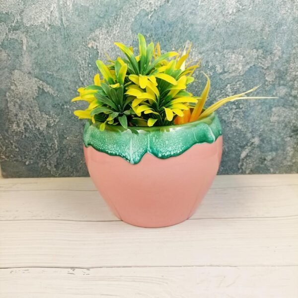 Double Glaze Apple Shape Ceramic Planters Pot-DRH1072