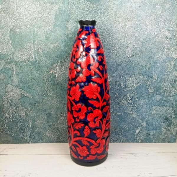 DPAARA Glossy Red Bottle Shape Flower Vase - DRH1085