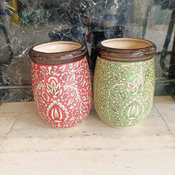 Mughal Art Handpainted Outdoor Ceramic Pots-DRH1111