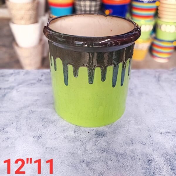 Drop Flue Green Color Outdoor Ceramic Pots-SK6043